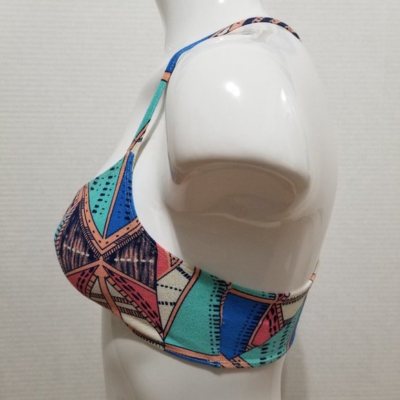 Nollie bralette Small geometric print cross strap racerback pullover style boho - Picture 2 of 13